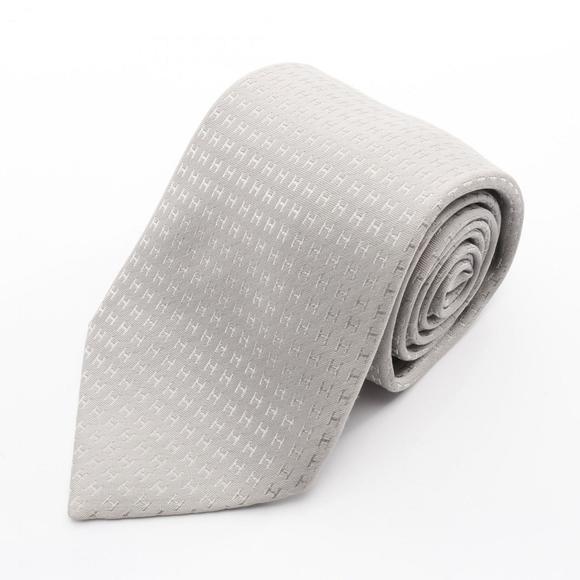 Hermes Hermès H-patterned silk tie for men, gray,All Products : American Fashion Style Bags On Sale